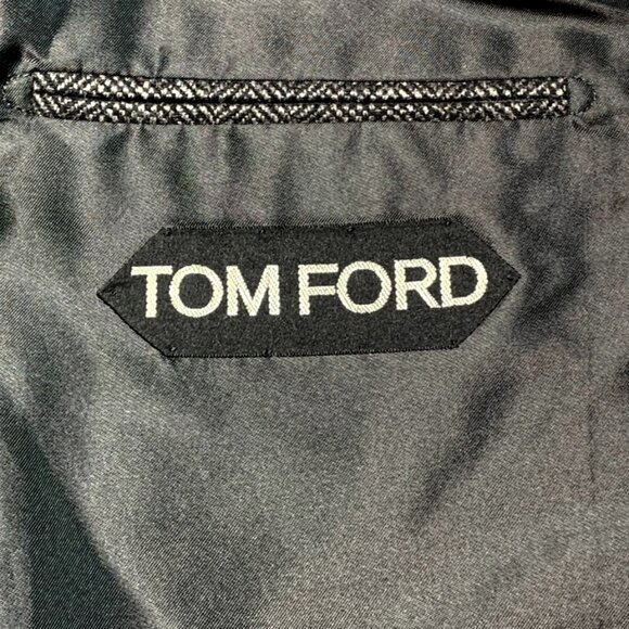 TOM FORD Men’s Tom Ford Wool, Silk, Camel Herringbone Tweed Lined Blazer - Picture 8 of 9